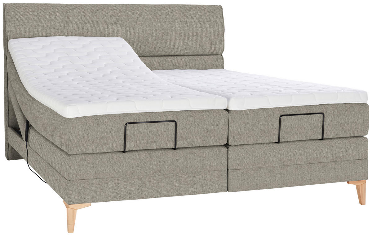 BOXSPRINGBETT 180/200 cm  in Greige  - Greige/Eichefarben, Konventionell, Holz/Textil (180/200cm) - Voleo