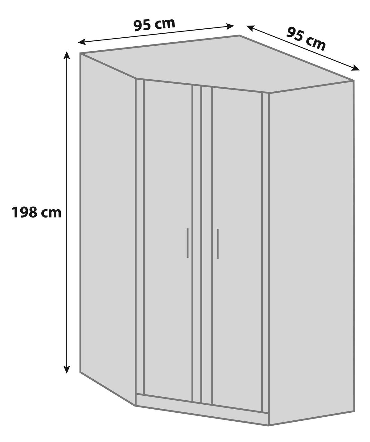 ROHOVÁ SKŘÍŇ, bílá, 95/198 cm - bílá/barvy hliníku, Konvenční, kompozitní dřevo/plast (95/198cm) - MID.YOU