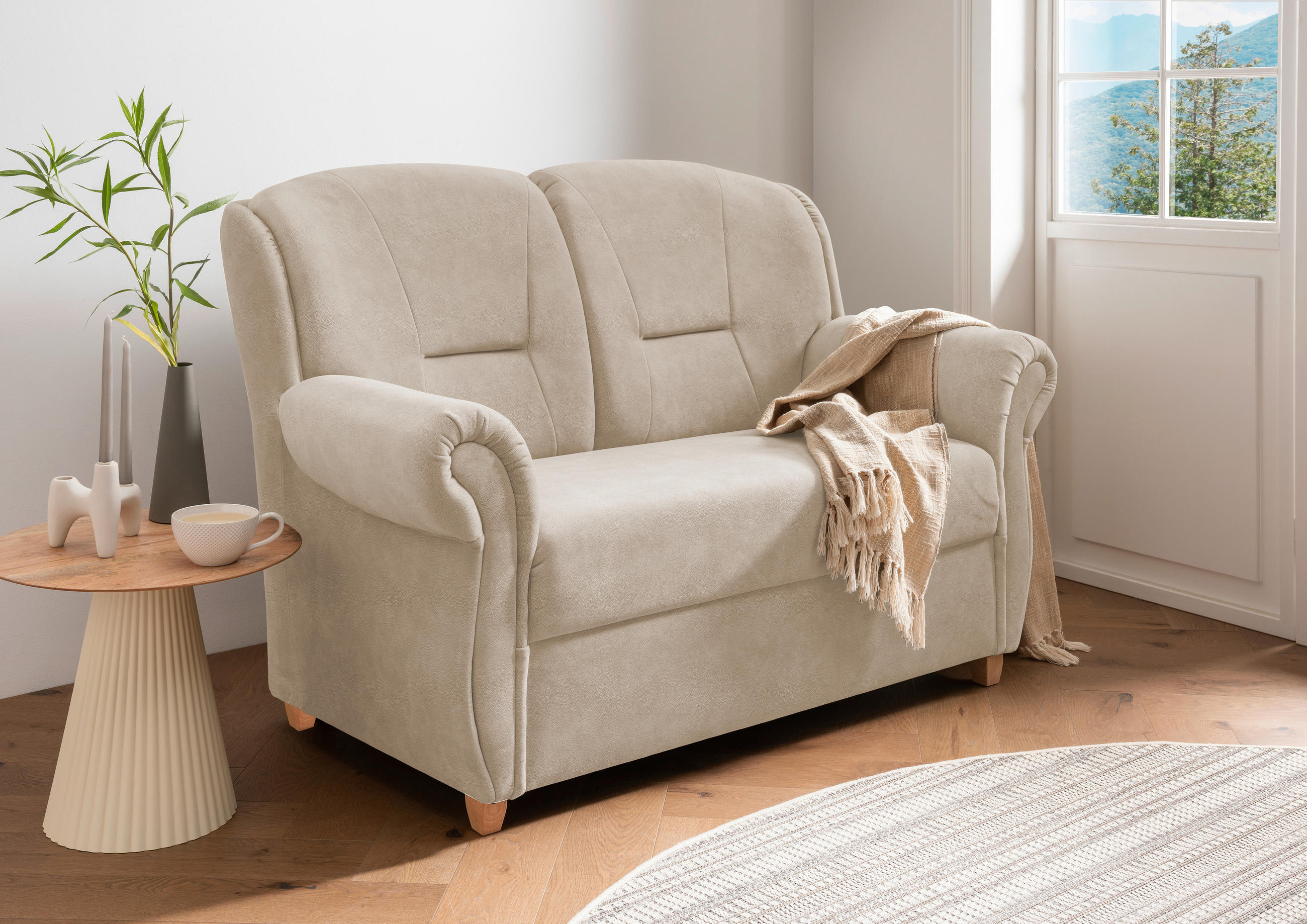 2-SITZER-SOFA SAPI in Mikrofaser Naturfarben  - Wildeiche/Naturfarben, KONVENTIONELL, Holz/Textil (152/100/88cm) - Livetastic