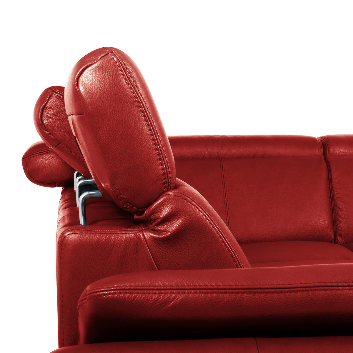 ECKSOFA  in Lederlook Echtleder Rot  - Rot/Schwarz, Design, Leder/Textil (264/211cm) - Livetastic