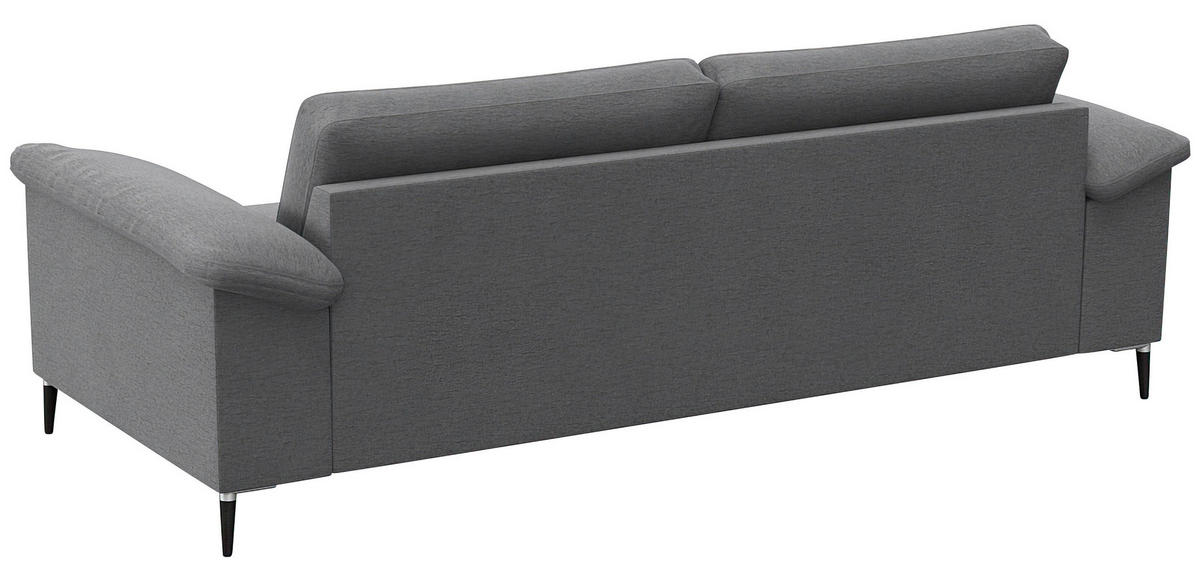 2,5-SITZER Flachgewebe Grau  - Schwarz/Alufarben, Design, Textil/Metall (208/84,5/92cm) - Livetastic