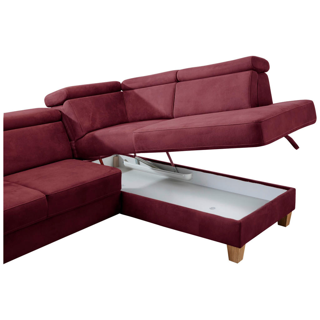 Thumbnail - Sit & More Ecksofa, Bordeaux, Textil, Buche, 5,5-Sitzer, Ottomane rechts, L-Form, 245x194 cm, Goldenes M, Oeko-Tex® Stan...
