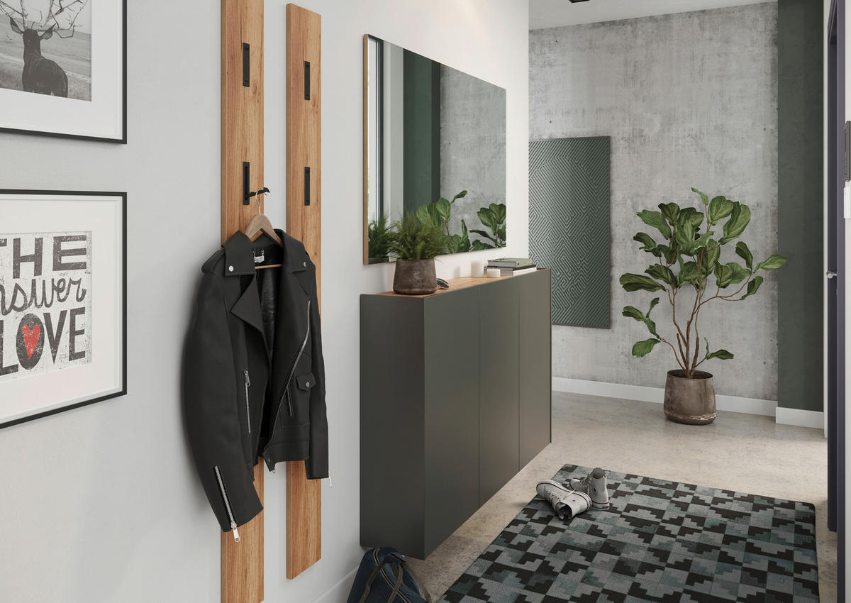 SCHUHSCHRANK GW-Libbiano  in 138/87/25 cm  - Eichefarben/Graphitfarben, Design, Holzwerkstoff (138/87/25cm)