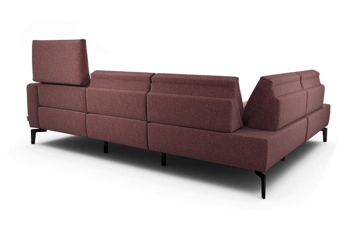ECKSOFA Cosy Rot Chenille  - Rot/Schwarz, Design, Textil/Metall (193/256cm) - SENSOO