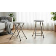 KLAPPHOCKER in Metall, Textil Schwarz, Alufarben  - Alufarben/Schwarz, Design, Textil/Metall (30/45/30cm) - Carryhome