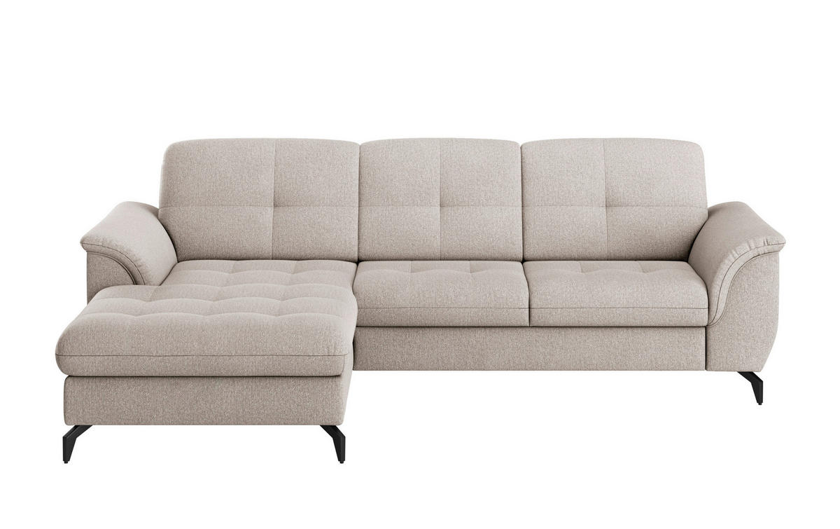 ECKSOFA in Flachgewebe Greige  164/262 cm  - Greige/Schwarz, MODERN, Textil/Metall (164/262cm) - Sit & More
