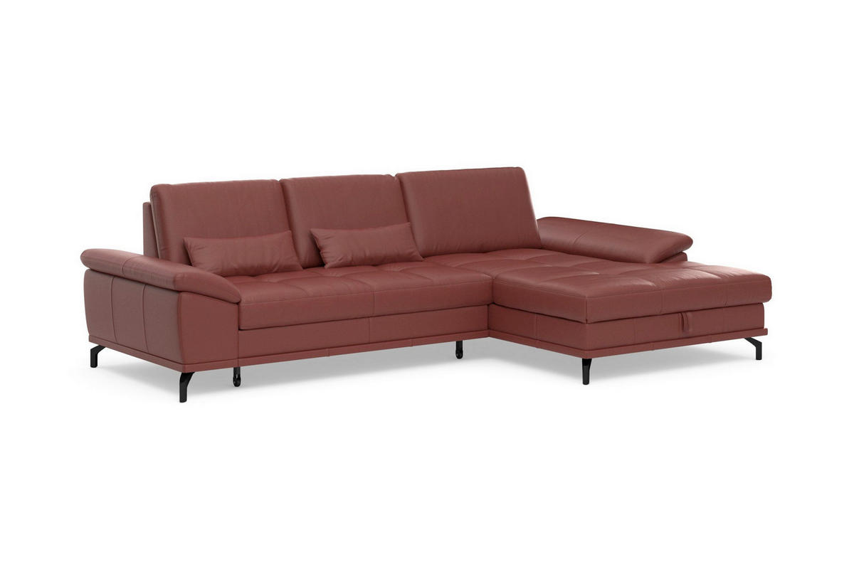 ROHOVÁ SEDAČKA, kůže, červenohnědá - černá/červenohnědá, Basics, kov/kůže (301/176cm) - Sit & More