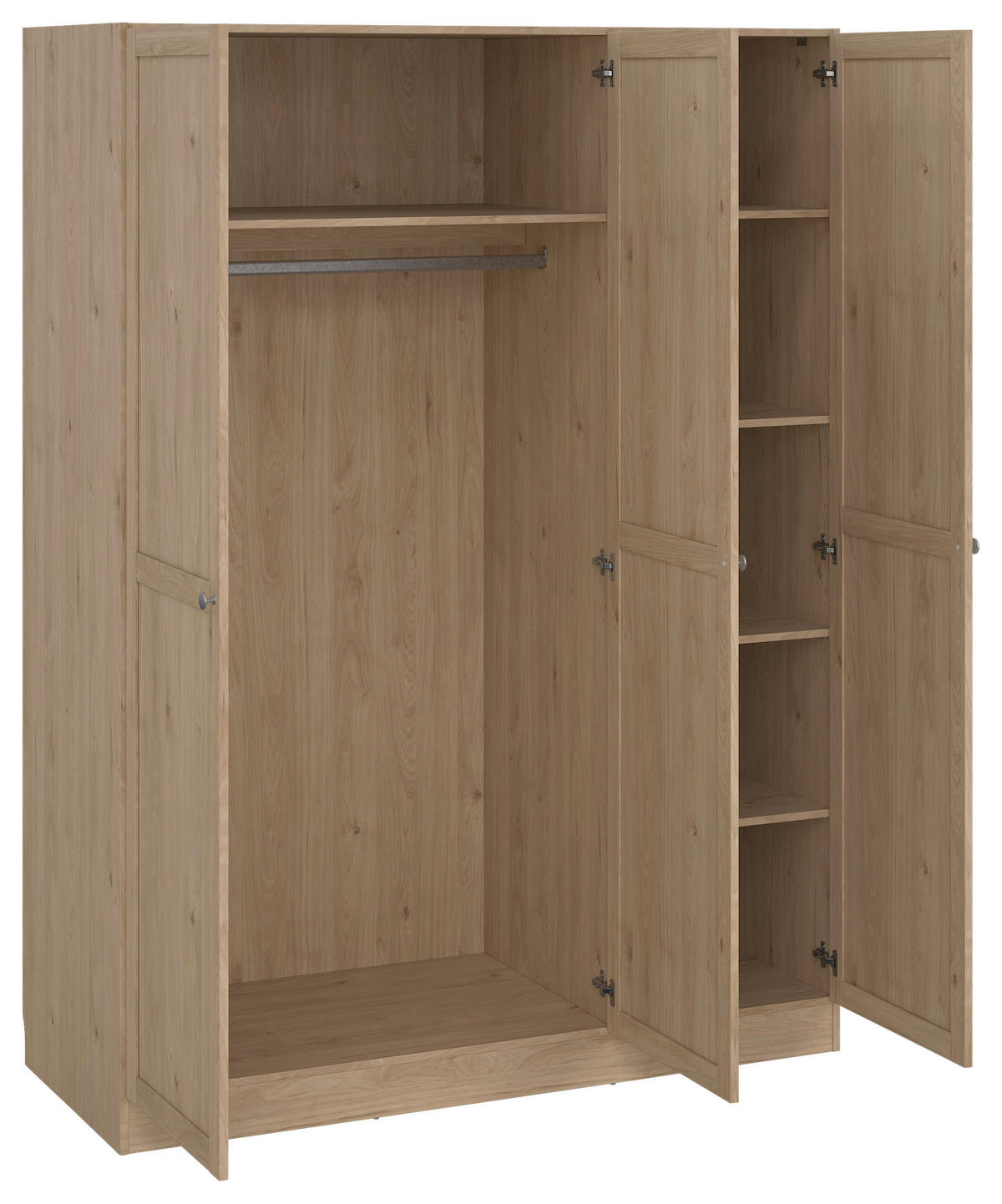 NYÍLÓAJTÓS SZEKRÉNY tölgyfa  - ezüst/tölgyfa, Modern, faalapú anyag/fém (147/200/61,7cm) - MID.YOU