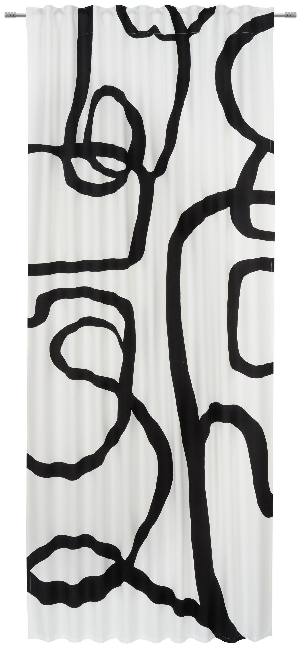 HOTOVÝ ZÁVĚS, neprůsvitné, 135/245 cm - bílá/černá, Design, textil (135/245cm) - Esposa