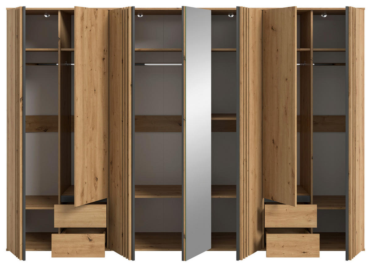 DREHTÜRENSCHRANK  in Anthrazit, Eiche Artisan  - Anthrazit/Eiche Artisan, ROMANTIK / LANDHAUS, Holzwerkstoff (280/192/56cm) - Livetastic
