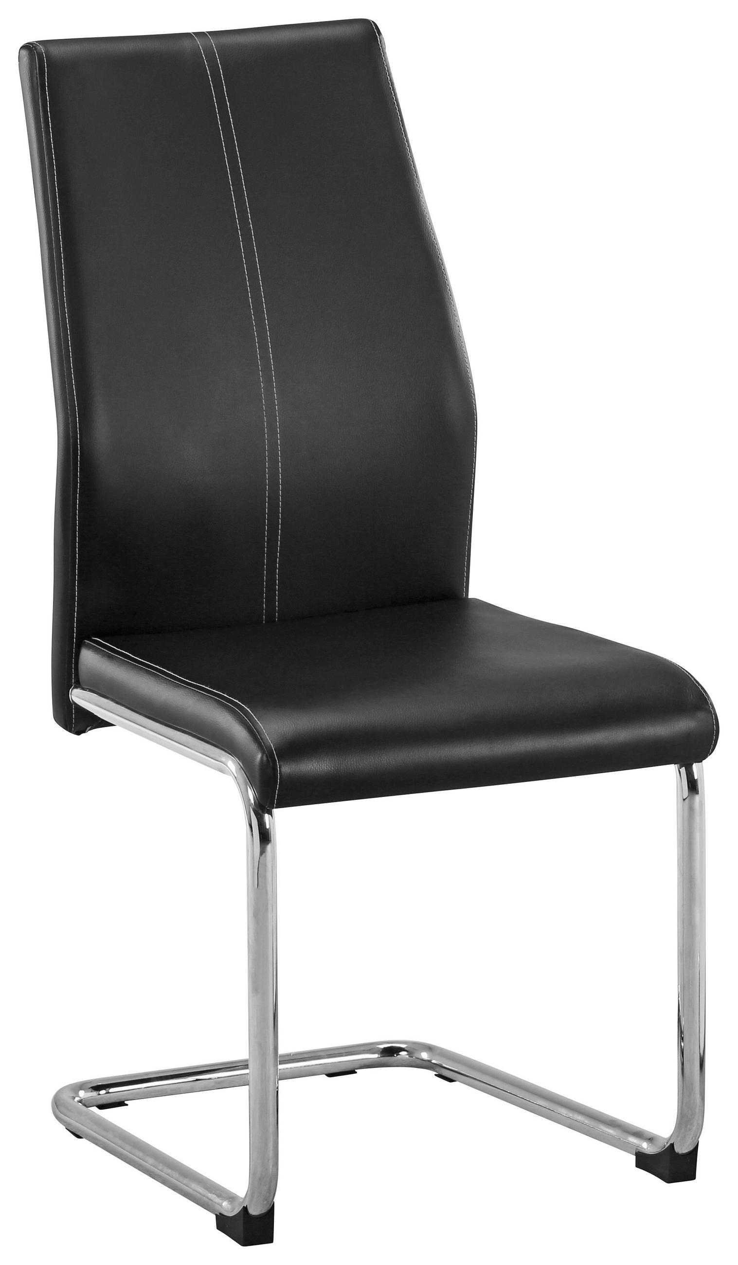 STOLIČKA S PRUŽNÝM PODNOŽÍM, kožený vzhľad, čierna, chrómová - čierna/biela, Design, kov/textil (44/96/57cm) - Carryhome