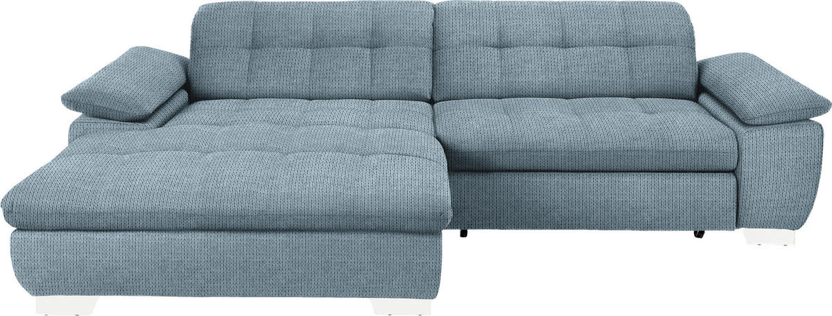 ECKSOFA in Mikrofaser Blaugrau  180/265 cm  - Chromfarben/Blaugrau, Design, Textil/Metall (180/265cm) - Carryhome