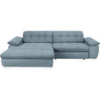 ECKSOFA  in Mikrofaser Blaugrau  180/265 cm  - Chromfarben/Blaugrau, Design, Textil/Metall (180/265cm) - Carryhome