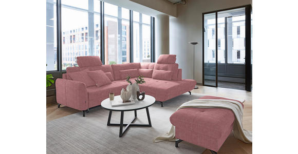 ECKSOFA in Flachgewebe, Leinenoptik Rosa  - Schwarz/Rosa, Design, Textil/Metall (247/208cm) - Xora