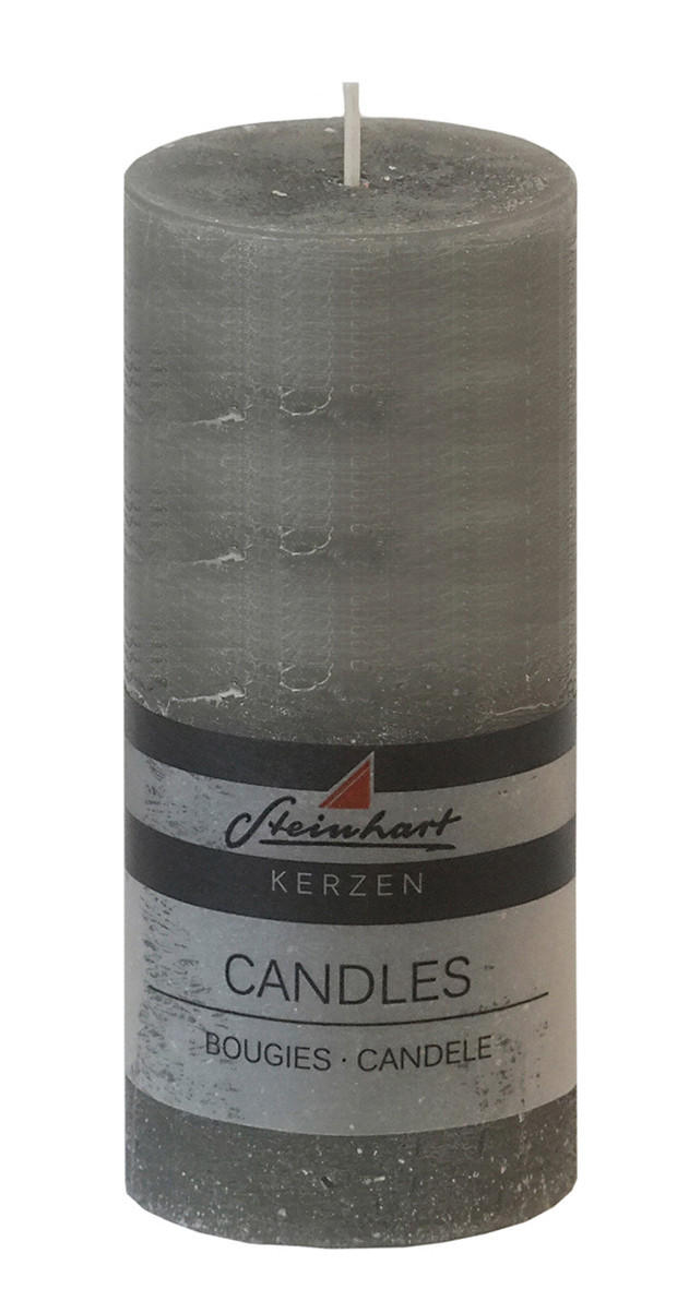STUMPENKERZE  - Grau, Basics (6,8/15cm) - Steinhart