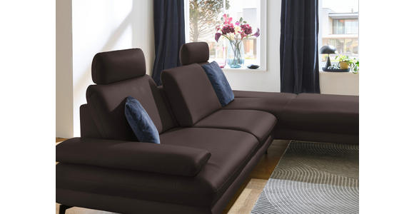 ECKSOFA in Echtleder Dunkelbraun  308/195 cm  - Dunkelbraun/Schwarz, Design, Leder/Metall (308/195cm) - Dieter Knoll