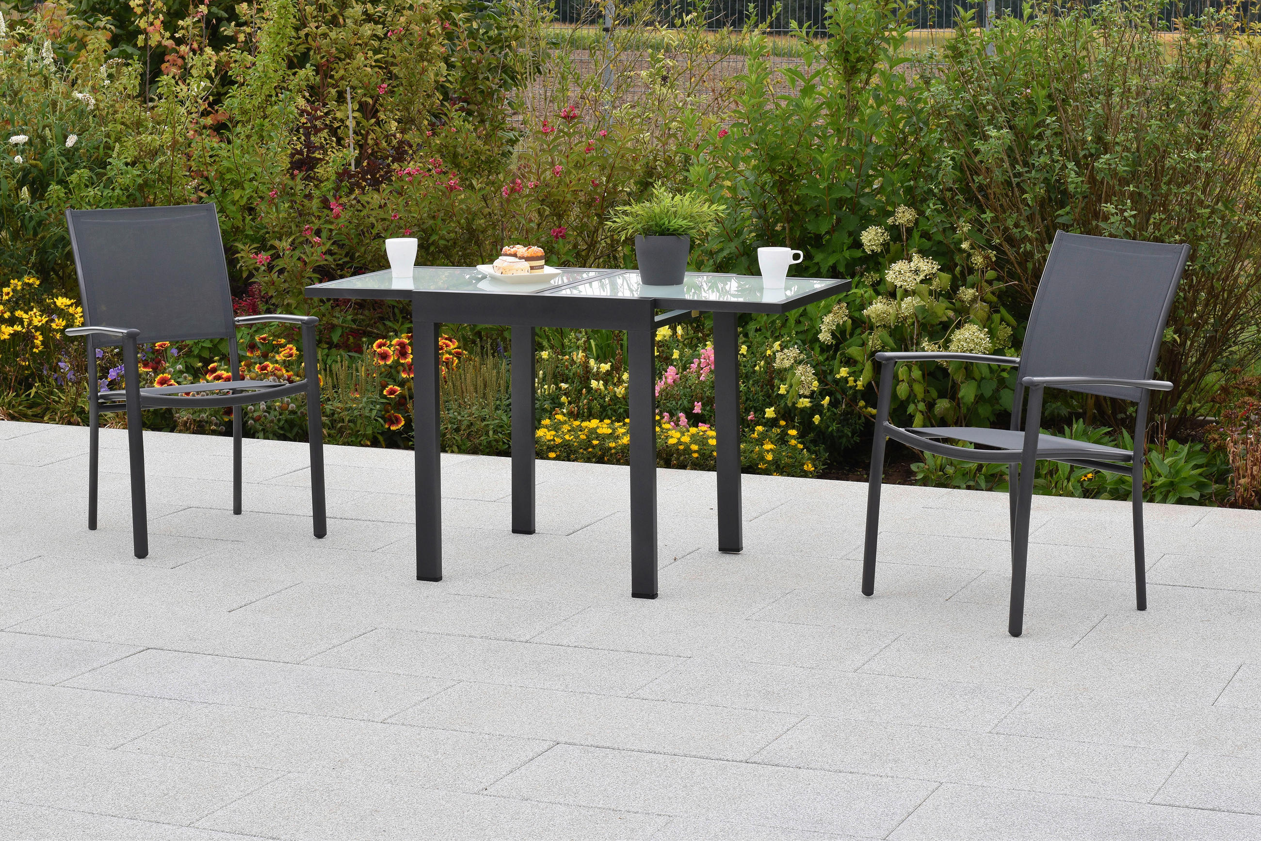 STAPELSESSEL Aluminium Graphitfarben, Grau  - Graphitfarben/Grau, MODERN, Textil/Metall (57/90/56cm) - Gardenson