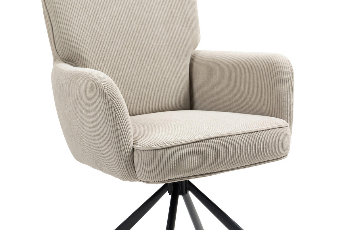 ARMLEHNSTUHL  in Eisen Cord  - Beige/Schwarz, KONVENTIONELL, Textil/Metall (60/95/67cm) - MID.YOU