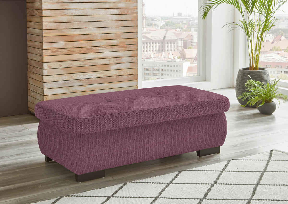 ECKSOFA in Flachgewebe Bordeaux  - Bordeaux/Schwarz, Design, Textil/Metall (174/297cm) - Beldomo Style