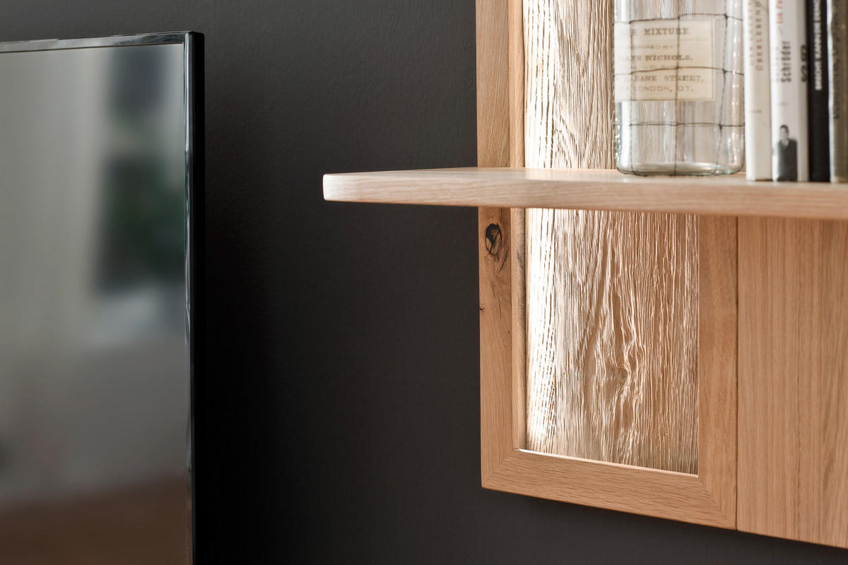 WANDREGAL Eiche furniert, teilmassiv Eichefarben  - Eichefarben, Design, Holz/Holzwerkstoff (121/26/115cm) - Livetastic