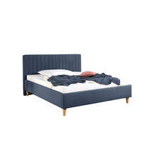 POLSTERBETT 200/200 cm,  in Blau,  - Blau/Naturfarben, MODERN, Holz/Textil (200/200cm) - Livetastic