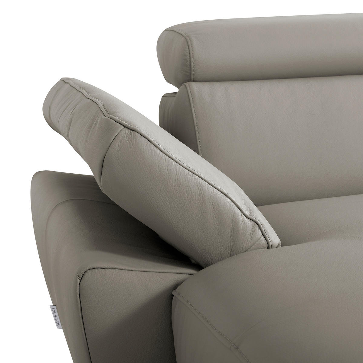 ECKSOFA SONO Schlammfarben Echtleder Lederlook Bettkasten, Armteilverstellung, Kopfteilverstellung  - Chromfarben/Schlammfarben, Design, Leder/Textil (252/179cm) - Livetastic