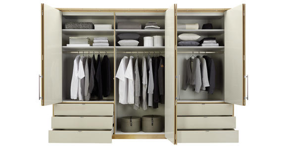 FALTTÜRENSCHRANK in Weiß, Eichefarben - Eiche Bianco/Eichefarben, KONVENTIONELL, Glas/Holzwerkstoff (300/216/58cm) - Venda