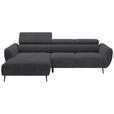 ECKSOFA  in Cord Anthrazit  174/277 cm  - Anthrazit/Schwarz, KONVENTIONELL, Textil/Metall (174/277cm) - Carryhome