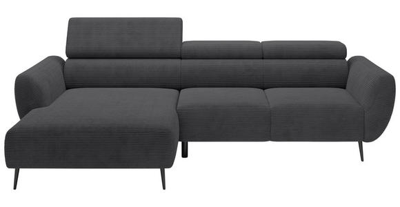 ECKSOFA  in Cord Anthrazit  174/277 cm  - Anthrazit/Schwarz, KONVENTIONELL, Textil/Metall (174/277cm) - Carryhome