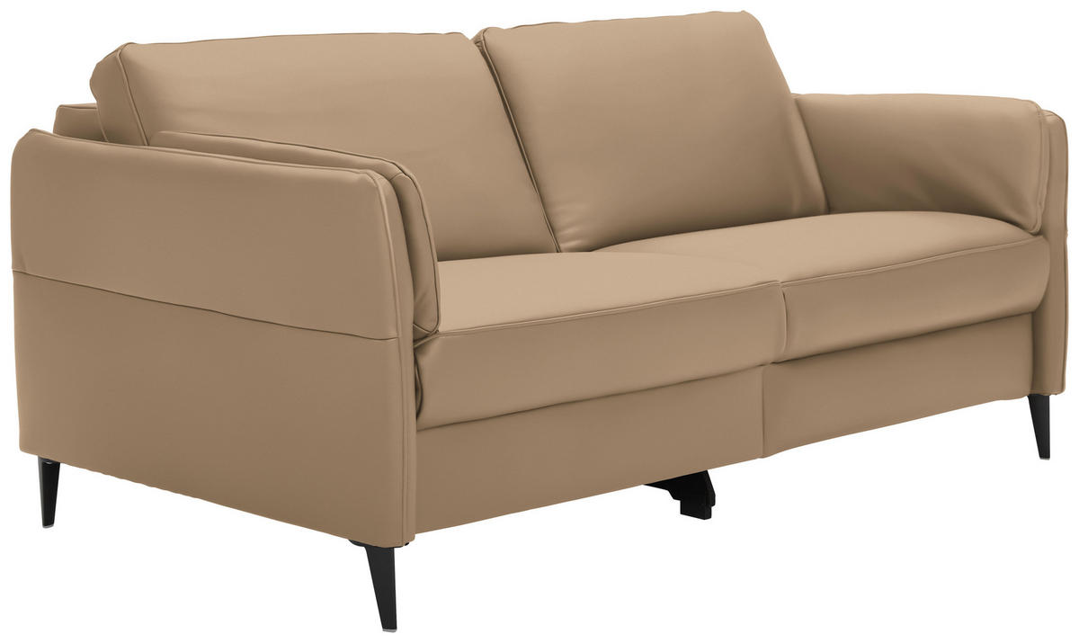 3-SITZER-SOFA in Leder Hellbraun  - Hellbraun/Schwarz, Design, Leder/Metall (190/84/99cm) - Dieter Knoll