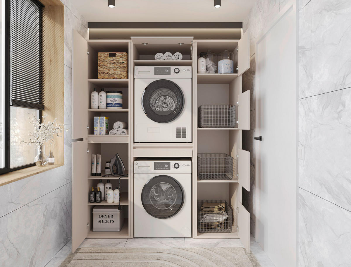 WASCHMASCHINENSCHRANK 67,5/210/67,5 cm  in Kaschmir  - Kaschmir, Basics, Holzwerkstoff (67,5/210/67,5cm) - Xora