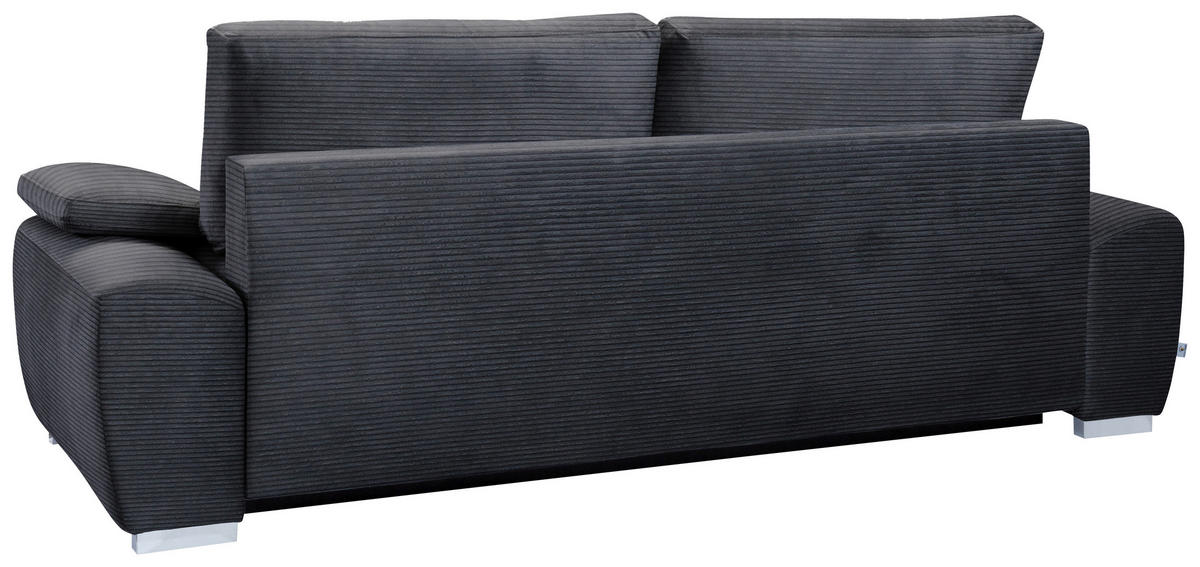 SCHLAFSOFA in Cord Anthrazit, Dunkelgrau  - Chromfarben/Dunkelgrau, Design, Holzwerkstoff/Kunststoff (258/100/148cm) - Stylife