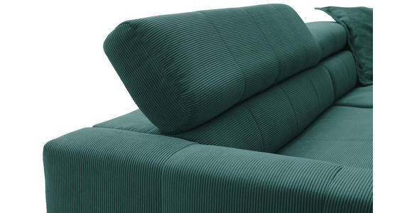 ECKSOFA Grün Feincord  - Schwarz/Grün, KONVENTIONELL, Textil/Metall (311/219cm) - Hom`in