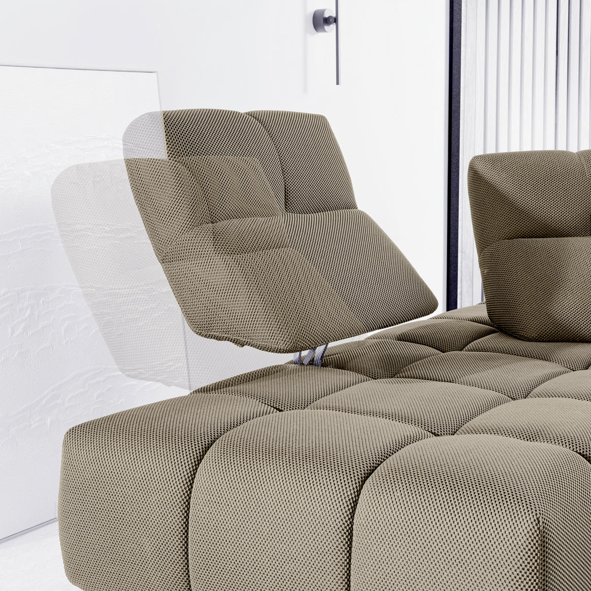 ECKSOFA Struktur Beigebraun  - Beigebraun/Schwarz, Design, Kunststoff/Textil (233/313cm) - Belluti