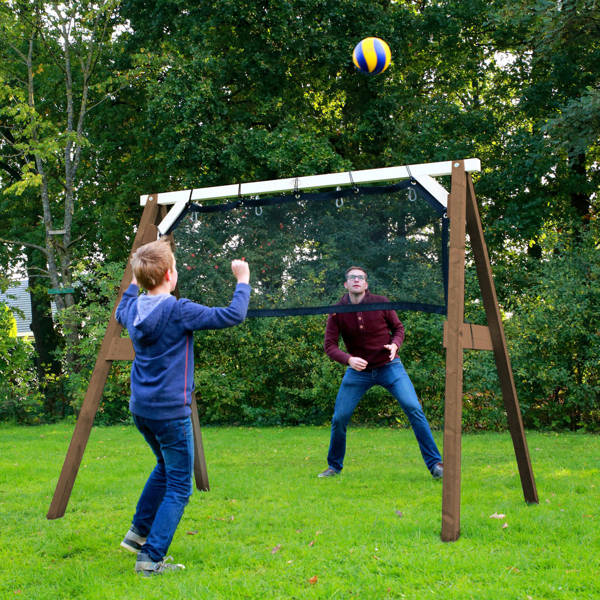 FUSSBALLTOR  - Weiss/Braun, Konventionell, Holz (254/207/160cm)