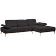 ECKSOFA in Flachgewebe Anthrazit  - Anthrazit/Schwarz, Natur, Holz/Textil (314/176cm) - Valnatura