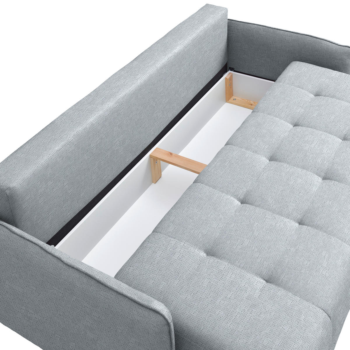 SCHLAFSOFA  in Chenille Hellgrau  - Buchefarben/Hellgrau, Design, Holz/Textil (217/97/101cm) - Carryhome