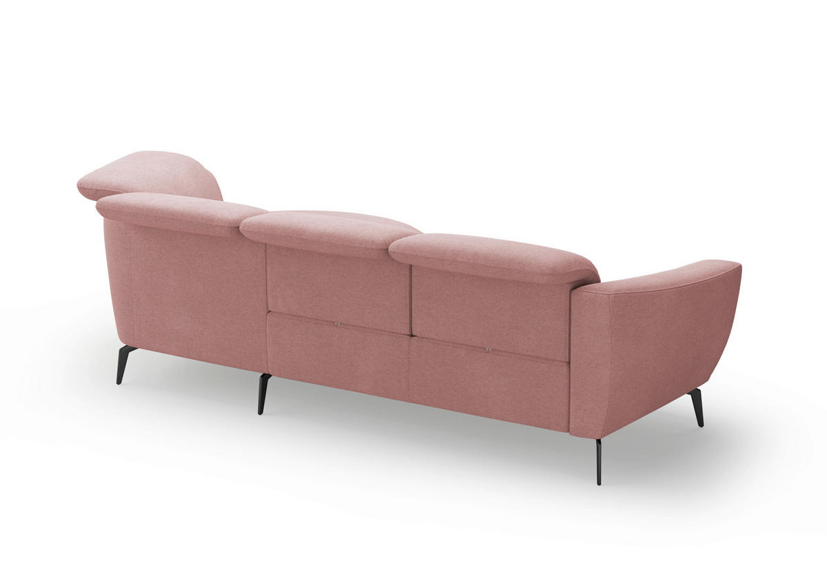 ECKSOFA in Mikrofaser Altrosa  - Schwarz/Altrosa, Konventionell, Textil/Metall (309/199cm) - Sit & More