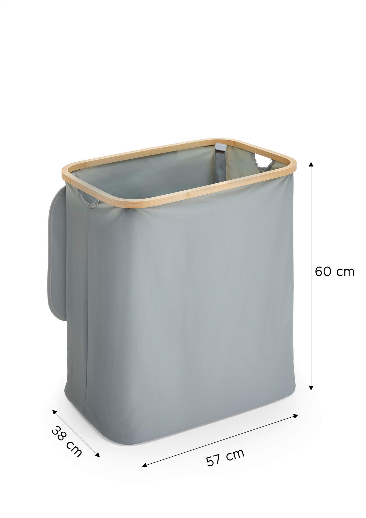 TVÄTTKORG - grå, Design, trämaterial/textil (57/60/37cm) - MID.YOU