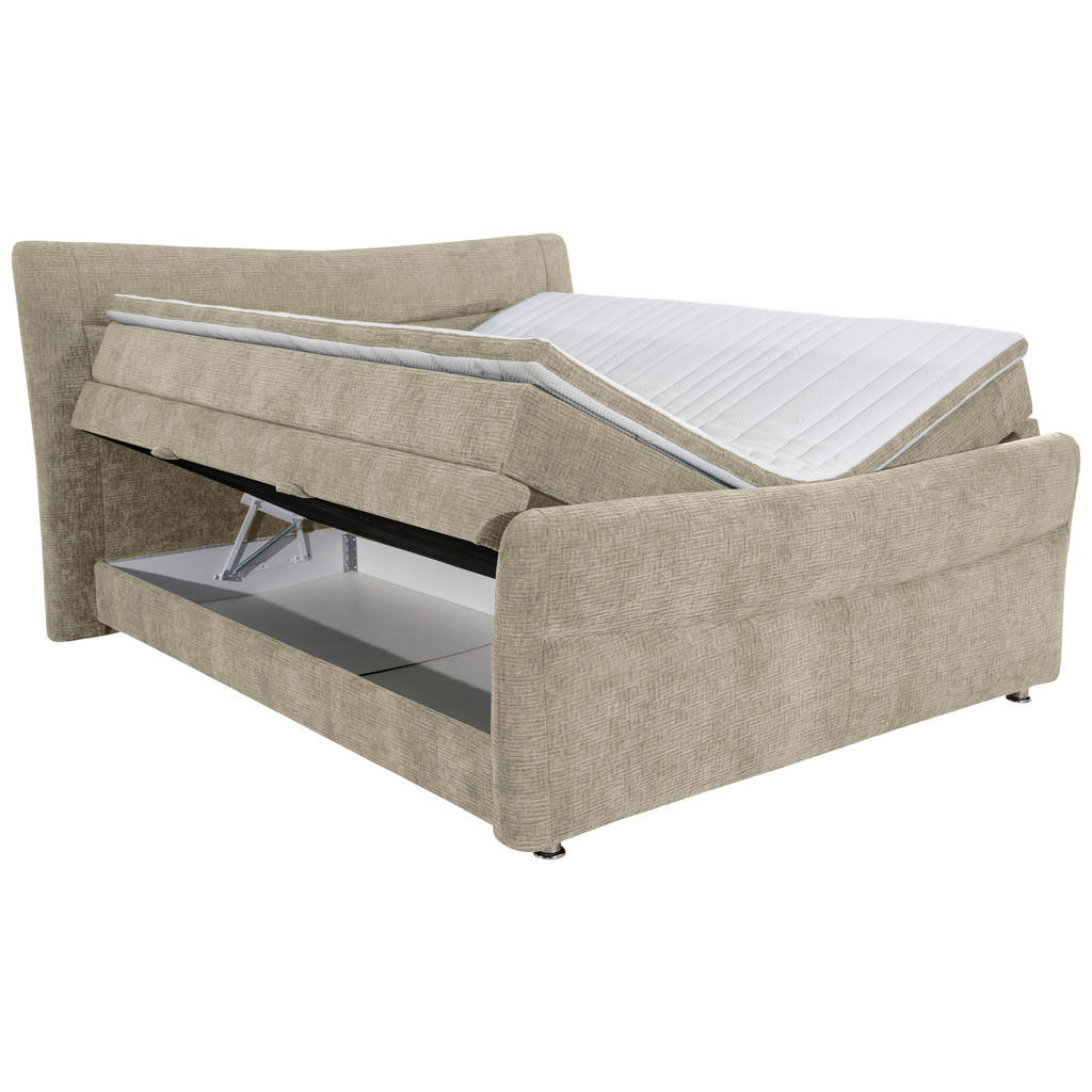 Thumbnail - Esposa Boxspringbett, Sand, Textil, H4, Höhe ca. 18 cm, 140x200 cm, Bettkasten, Stoffauswahl, Topper durchgehend, in ver...