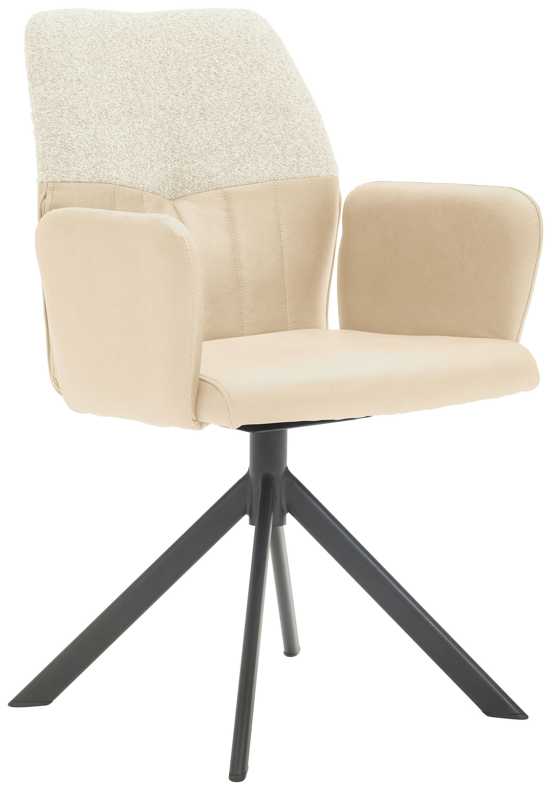 ARMLEHNSTUHL  in Lederlook, Webstoff  - Beige/Schwarz, Konventionell, Textil/Metall (57/87/63cm) - Valdera