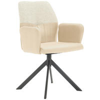 ARMLEHNSTUHL  in Lederlook, Webstoff  - Beige/Schwarz, KONVENTIONELL, Textil/Metall (57/87/63cm) - Valdera