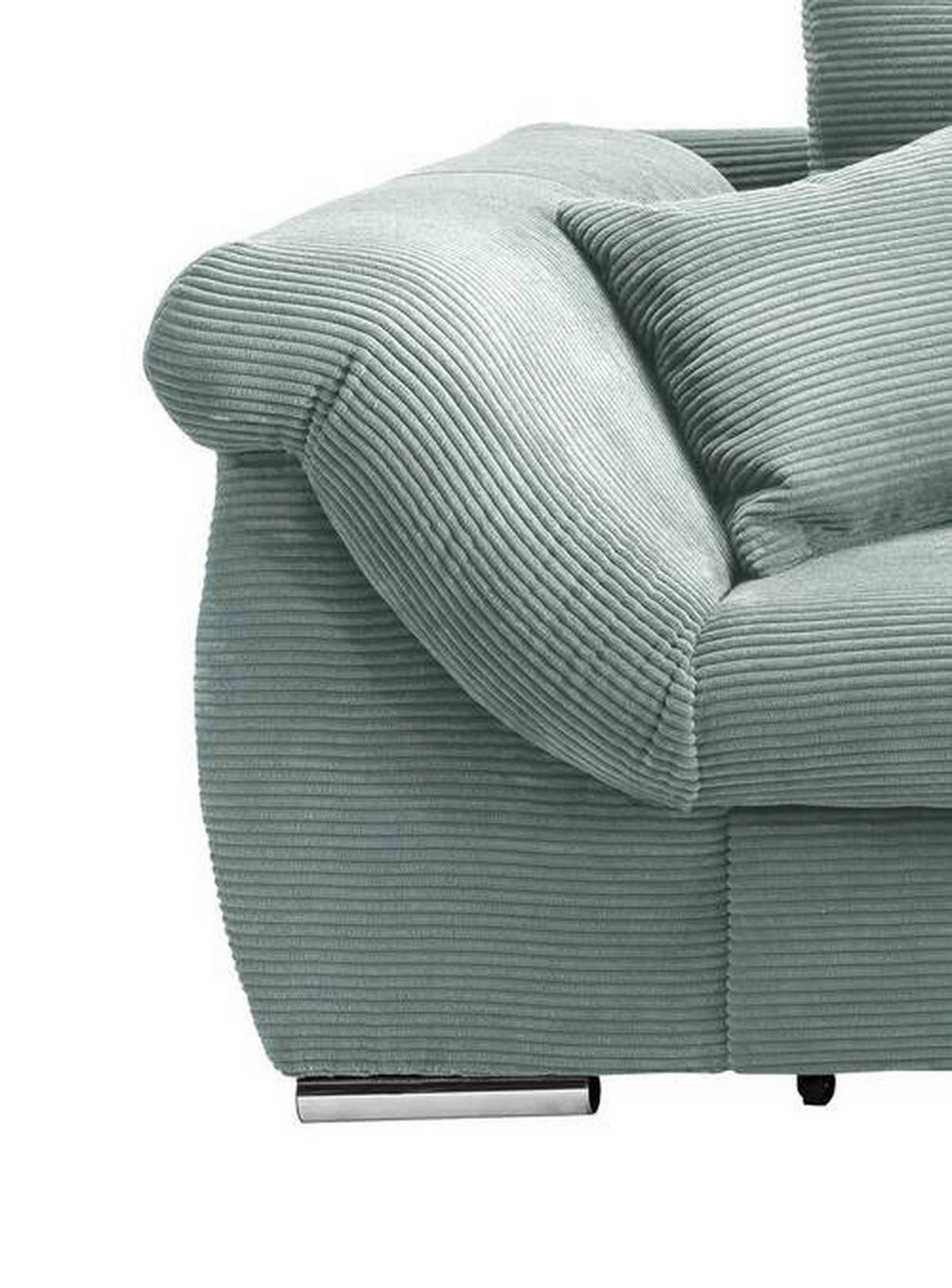 ECKSOFA Hellblau Cord  - Chromfarben/Hellblau, MODERN, Holz/Textil (302/188cm) - MID.YOU