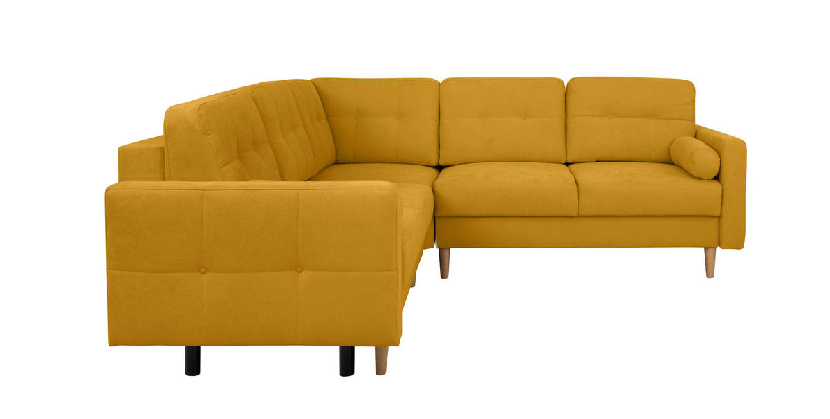ECKSOFA in Gelb  - Gelb/Buchefarben, Design, Holz/Textil (242/242cm) - MID.YOU