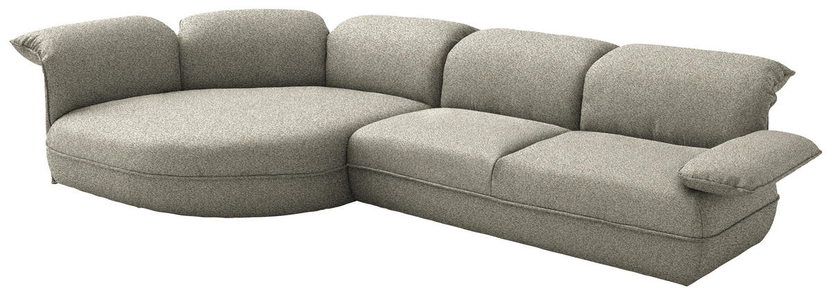 ECKSOFA  in Chenille Greige  154/343 cm  - Greige/Schwarz, Design, Kunststoff/Textil (154/343cm) - Koinor