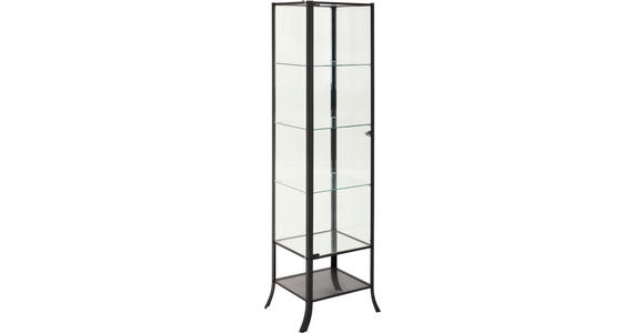 VITRINE  in Schwarz, Transparent  - Transparent/Schwarz, Basics, Glas/Metall (45/180/40cm) - Xora