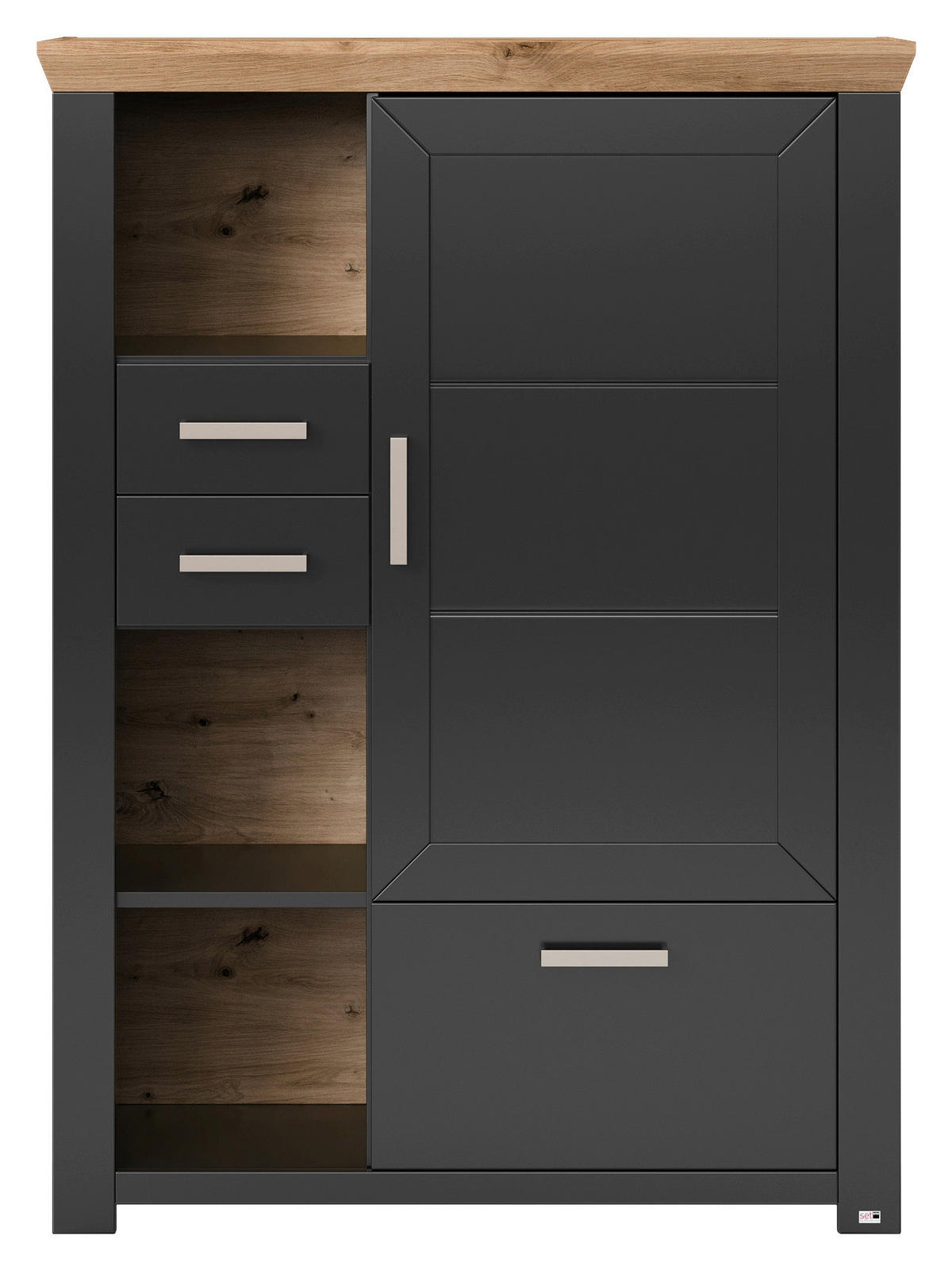 HIGHBOARD  in 104,5/142,6/42,2 cm  - Graphitfarben/Eiche Artisan, Design, Holzwerkstoff/Metall (104,5/142,6/42,2cm) - SetOne by Musterring