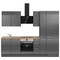 KÜCHENBLOCK 270 cm   in Eichefarben, Schieferfarben  - Schieferfarben/Edelstahlfarben, MODERN, Holzwerkstoff/Metall (270cm) - Nobilia