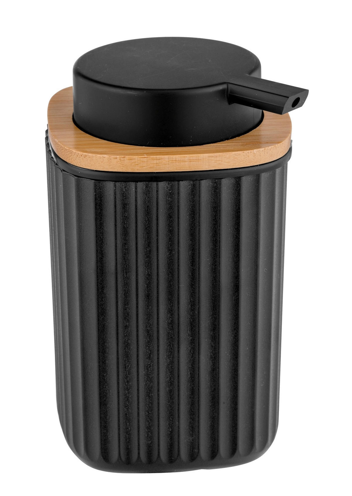 SEIFENSPENDER  - Schwarz/Naturfarben, Basics, Naturmaterialien/Kunststoff (8,9/12,7/7,5cm) - Wenko