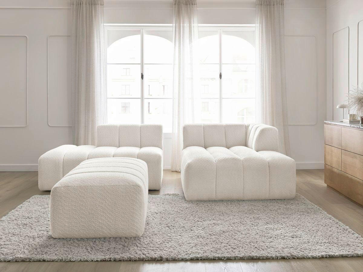 ECKSOFA  ANNECY Weiß Bouclé  - Schwarz/Weiß, MODERN, Kunststoff/Textil (262/170cm)